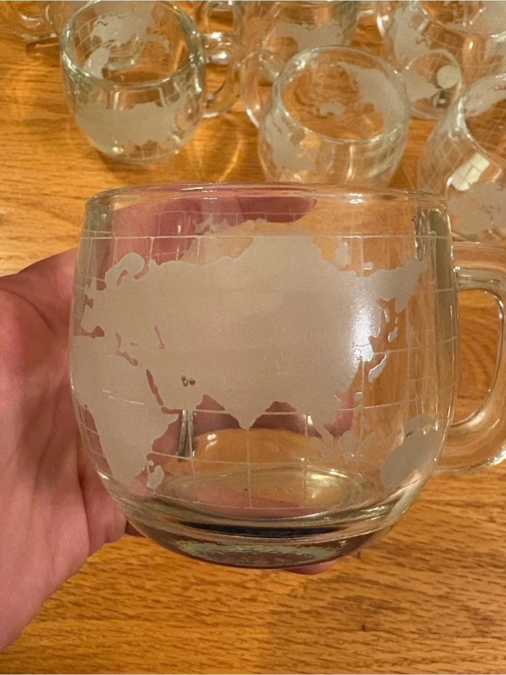 Complete and Rare Set of NEW 12 Vintage Nestle Globe Mugs with original branding